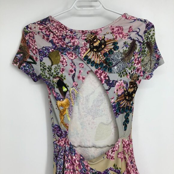 Mary Katrantzou multicolor abstract floral short sleeve A-line midi dress XS - Picture 11 of 16